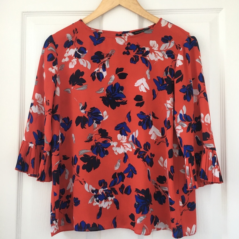 Banana Republic Red Floral Blouse